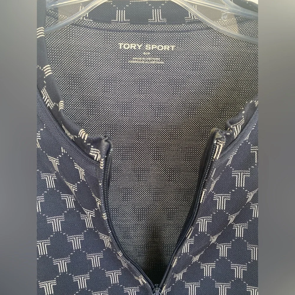 Tory Sport Tory Burch Navy and Gray Patterned Dress